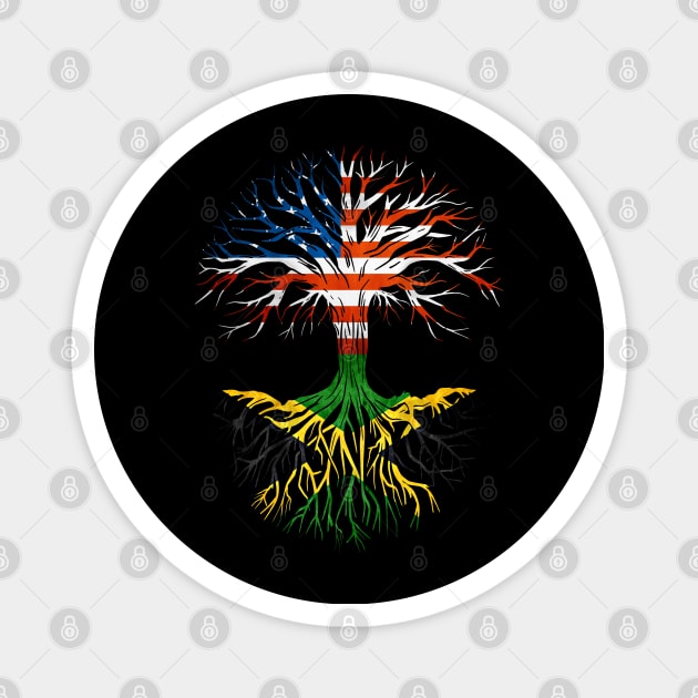 American Grown Jamaican Roots Tree Jamaica Flag Usa Flag Magnet by Henry jonh